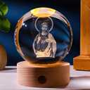 Jesuspirit - Christian Decor, Wooden Light Base Crystal Ball Night Light, Home Decor - Christian Gifts for Men and Women (Sacred Heart of Jesus)
