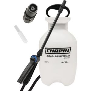 Chapin 20075 Disinfectant Bleach Sprayer, 1 Gallon, Made in the USA, Adjustable Cone Nozzle, Compatible with Bleach Solutions and Fungicides, Translucent White (1-Gallon)