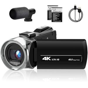 lovpo Camcorder Video Camera Ultra HD 48MP Vlogging Camera for YouTube 18X Digital Zoom Camera Recorder with Microphone