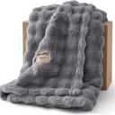 Bedsure 3D Fleece Bubble Blanket for Couch - GentleSoft Grey Throw Blanket for Sofa Bed Room Decor - Luxury Soft Cozy Gifts for Women, Lightweight, All Seasons, Grey, 50"×60"