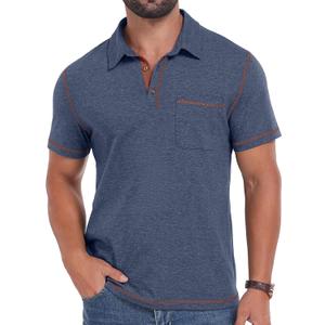 2 pack Sailwind Men's Short Sleeve Polo Shirts Casual Summer Classic Collared Golf Shirt with Pocket, M
