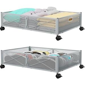 PHINOX Under Bed Storage, Under the Bed Storage Containers with Wheels, Under Bed Shoe Storage Organizer Drawer for Bedroom Clothes Shoes Blankets -2Pack