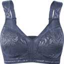 ZeroBound Women's Minimizer Bras Comfort Cushion Strap Wirefree Full Coverage Large Bust Non-Padded Bra (48H, Gray Blue)