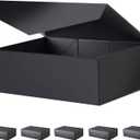 BLK&WH 6 Large Gift Boxes 13.5x9x4.1 Inches, Black Collapsible Groomsman Gift Boxes with Magnetic Lids (Matte Black)