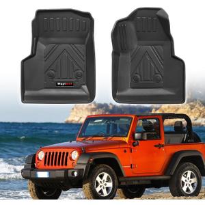 Custom for 1997-2006 Jeep Wrangler TJ/LJ Accessories Front Floor Mats Liner 2 Pcs All Weather TPE (for1997-2006 Jeep Wrangler TJ/LJ Front Floor Mat 2 Pcs)