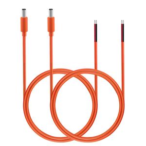 Tonton 16AWG DC5521 Power Pigtails Cable, 1M 3.3FT, Pure Copper, Orange, 5.5MM x 2.1MM Male Plug to Bare Wire, Barrel Connector Pigtail for CCTV Security Camera, DVR, LED Strip Lights - 2 Pack (M)