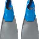 Sporti Adult-Kids Swim Fins for Pool Lap Swimming - Long Floating Fins for Swimming & Snorkeling - Swim Flippers for Training (M 7-8 / W 8-9, Grey-Blue)