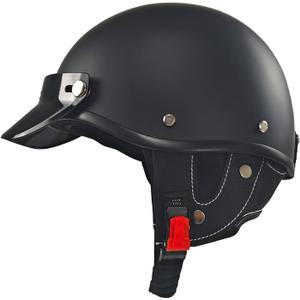 Half Motorcycle Helmets Retro Open Face Half Shell Motocross Helmet for Cycling Motocross Cruiser Bike Scooter Chopper Men Women DOT Approved (MatteBlack, Medium)