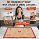 Silicone Macaron Baking Mat with 10 Easy Recipes, Extra Thick Silicone Mats for Baking, Non Stick Pastry Mat for Dough Rolling, Heat Resistant Silicone Bread Cookie Pizza Oven Mat with Measurement, 32"L x 24"W