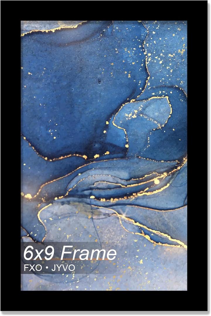 6x9 Picture Frame, Black Frame for 6 x 9 Inch Picture Poster Photo, Light Weight and High Transparent 6 by 9 Frame for Wall - 1 Pack/Black/6"x9"