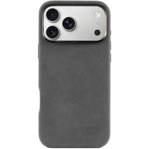Alcantara Full-Wrap Phone Case for iPhone 17 Pro Max 6.9", Compatible with Mag-Safe Wireless Charging, Handmade Full-Wrap Italian Synthetic Suede Cover (Gray)