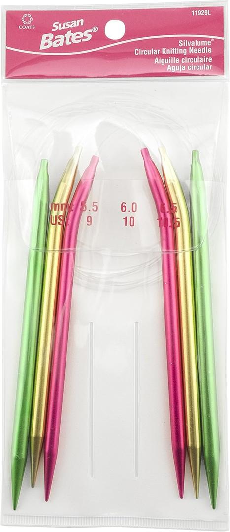 Susan Bates 11929L Silvalume Circular Large Needle Set, Size 9, 10, & 10.5