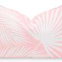 Hofdeco Premium Coastal Patio Indoor Outdoor Lumbar Pillow Cover Only, 12"x20" Water Repellent for Backyard, Couch, Blush Pink Palm Leaf