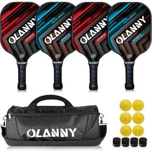 Graphite Pickleball Paddles Set- Premium Rackets Fiber Face & Polymer Honeycomb Core Pickleball Set Includes Pickleball Paddles + Pickleball Balls+ Replacement Soft Grip + 1 Bag