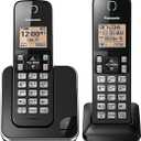 Panasonic Cordless Phone 2 Handsets System Expandable with Amber Backlit Display – KXTGC352B (Black)
