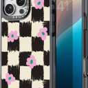 Bouvardia for iPhone 16 Pro Max Case, Cute Design for Women & Girls, Protective & Aesthetic, Checkered & Flowers