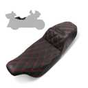 VASTMT Motorcycle Seat Upgraded One-Piece Driver and Passenger Seat with Diamond Pattern Stitching Fit for Harley Touring Electra Glide 1997-2007 Road Glide 1998-2007 (Red Diamond Stitching)