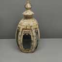 VELA LANTERNS 16" Extra Large Large Black Metal Decorative Floor Moroccan Lantern Candle Holder Lamp - Indoor/Outdoor, Home Decor, Halloween, Patio, Weddings, Ramadan Decor, Purple