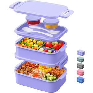 Lunch Box Adults Bento Box - 74 OZ All-in-One Stackable Lunch Box Containers for Adult Large Bento Box with Fork Spoon Sauce Boxes, Leakproof Lunchbox for Work School Dining Out,Macaron-Purple (4-Macaron Purple) Lunch Box Adults Bento Box - 74 OZ All-in-One Stackable Lunch Box Containers for Adult Large Bento Box with Fork Spoon Sauce Boxes, Leakproof Lunchbox for Work School Dining Out,Macaron-Purple (4-Macaron Purple)