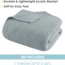 Ink+Ivy Bree Knit Throw Blanket for Bed, Sofa, and Couch, Lightweight, Breathable, Soft & Cozy Summer Blanket, Throw (50 in x 60 in) Light Blue