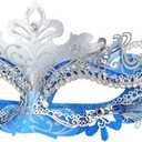 Hoshin Masquerade Mask, Mardi Gras Deecorations Venetian Masks for Womens (Blue & Silver)