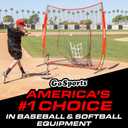 GoSports 7 ft x 7 ft Baseball & Softball Nets - Red, Black, Drip or PRO - Practice Hitting & Pitching Net with Bow Type Frame, Carry Bag and Strike Zone, Great for All Skill Levels, Regulation