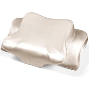 Satin Pillowcase for Cervical Pillows, (Cover Only) Fit for 24.8"x14.96"x5.51"/3.54" Orthopedic Neck Support Pillow, Silky Smooth Pillowcase Cover with Zipper Closure (Champagne), Queen