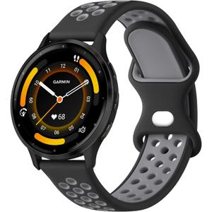 Vancle Bands Compatible with Garmin Vivoactive 4/Venu 3/Venu 2, Garmin Forerunner 265 255 Watch Band, Soft Silicone Sport Replacement Strap for Women Men (Black/Gray)