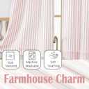 Chyhomenyc Striped Boho Kitchen Curtains 24 Inch Length - Light Filtering Faux Linen Half Window Cafe Curtains, Farmhouse Short Curtain Tiers for Bathroom RV Camper, 30Wx24L, 2 Pieces, Pink