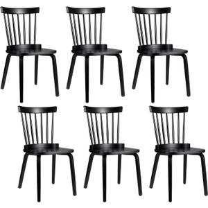 Set of 2 Unovivy Wood Dining Chairs Set of 6, Windsor Farmhouse Spindle Back, Widen Seat, Modern Mid-Century Country Style, for Living Room Restaurant, Black