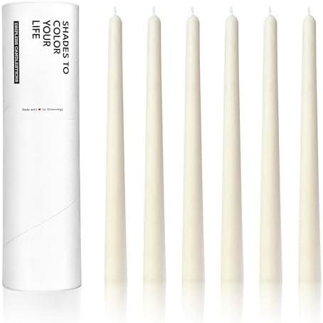 Homeology 6 Pack 10" Classic Taper Candles, Ivory, 7-8 Hours Burn Time, Unscented Candlesticks