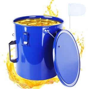 Fryer Grease Bucket, 6 Gallon Oil Disposal Caddy with Rustproof Coating, Steel Oil Bucket with Lid, Lock Clips and Handle, Oil Transport Container with Strainer Bags