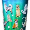 2 Spoontiques - Acrylic Foil Cup with Straw - 20 - Metallic Locking Lid with Straw - Double Wall Insulated - BPA Free - Dog Doodles Foil Cup, 20 Oz