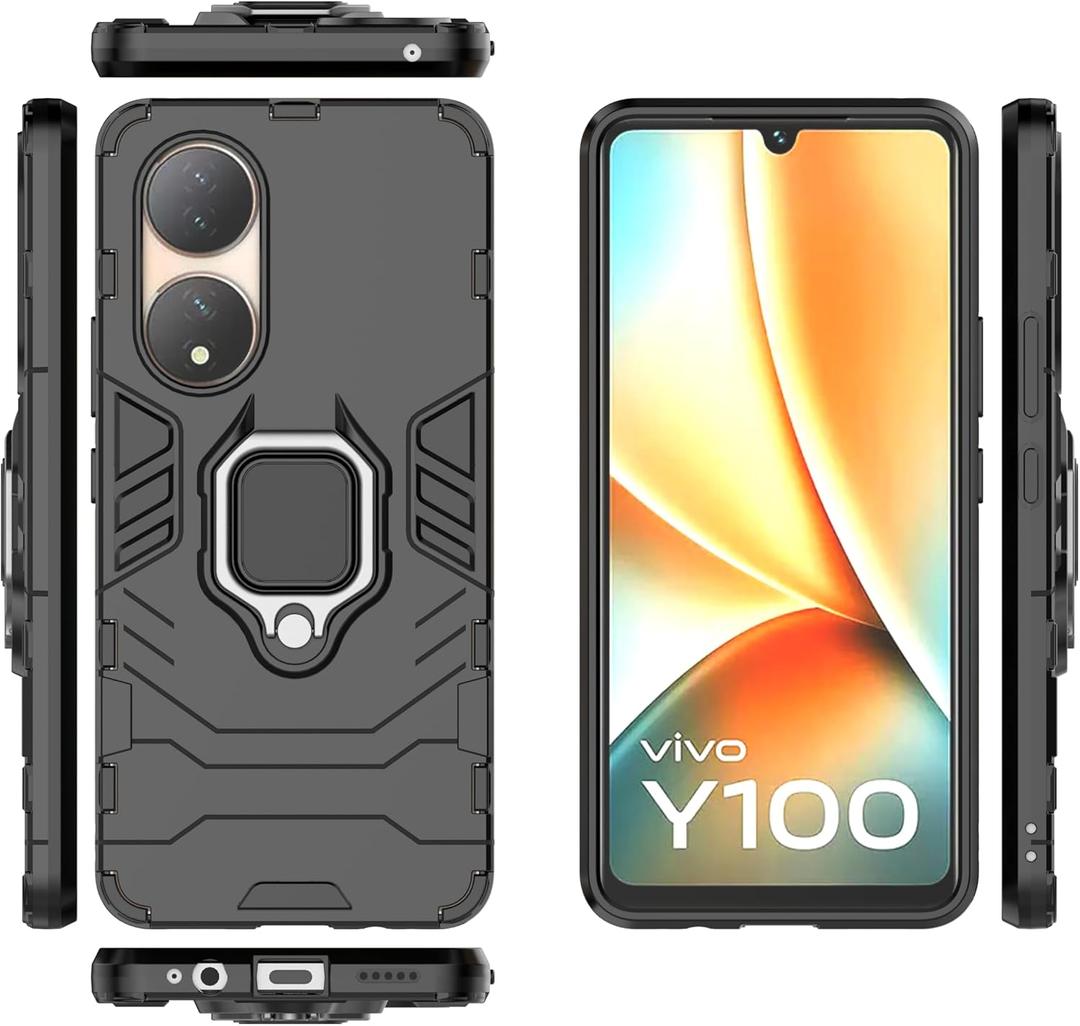 Case for Vivo Y100 Case Cover,Case for Vivo Y100A 2023 Case Cover,Magnetic Car Mount Bracket Shell Case for Vivo Y100 5G V2239 Case Black