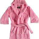 BAGNO MILANO Hooded Plush Fleece Bathrobe, Ultra Soft Cozy for Boys, Girls (Pink)Size: 5-6 Years