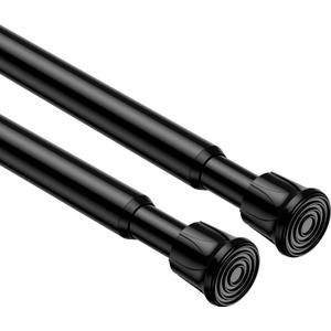 2 Pack Spring Tension Rods 28-43 Inches,5/8" Diameter Black Spring Load Adjustable Expandable,Small Short Tension Curtain Rod for Windows,Kitchen,Doorway,Bathroom,Cupboard Bars