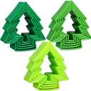 Domensi 3 Sets Christmas Tree Cookie Cutters, Plastic Christmas Cookie Cutter Tools for Baking, Biscuit (Green)