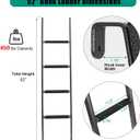 Anti-Slip RV Bunk Ladder, 52in Integrated Heavy Duty Steel Camper Bunk Bed Ladder with Anti-Slip Rubber Foot Pads and Hooks - Black