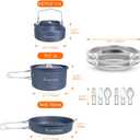 13-Piece Camping Cookware Set with Anti-Scald Silicone Handles, Lightweight Non-Stick Aluminum Pots and Pans, Compact Mess Kit for Backpacking & Survival