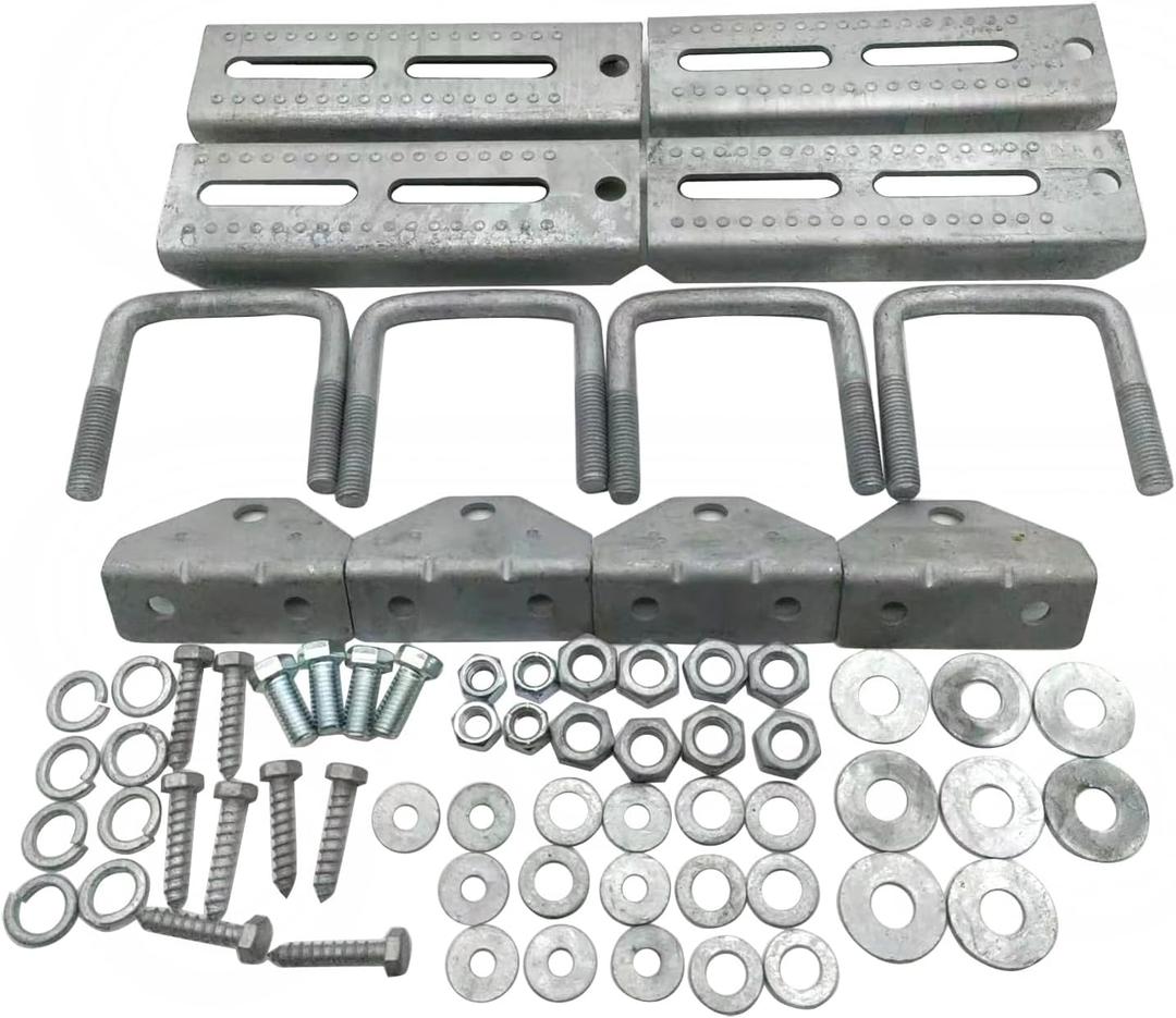 1 Set SHLPDFM L-Type Boat Trailer Bunk Bracket Kit 8" Galvanized Swivel Top Bunk Bracket Kit with Hardware for 2 x 3 Crossmember