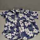 MYHALF Women Hawaiian Shirt Soft Cool Summer Hawaii Shirts Floral Tropic Print V Neck T-Shirt Short Sleeve Button Up Tops (XX-Large, Blue White Hibiscu)