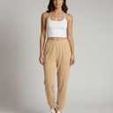 Real Essentials 3 Pack: Women's Ribbed Lounge Jogger Casual Pants Cuffed Sweatpants with Pockets (Available in Plus), 2XL