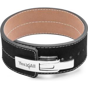 Yes4All 100% Leather Premium Weightlifting Belt/Genuine Leather/ 2in1 Dip Belt With Chain/Self-locking Belt, Robust Alloy Steel Buckle 10mm Thick For Heavy Lifting, Squats, Deadlifts, and More (B. Size M (28-34 inches))