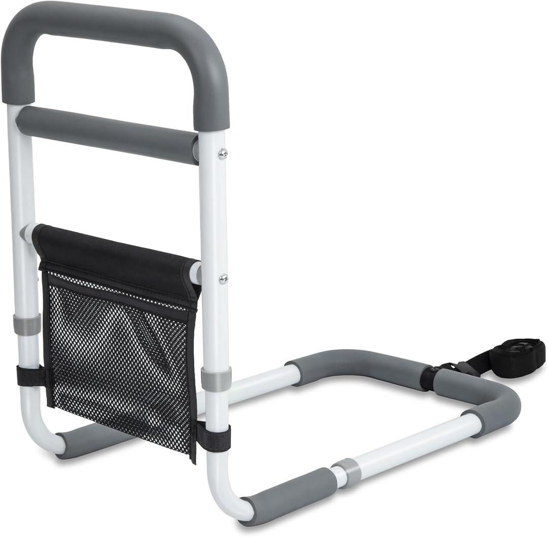 Bed Rails for Elderly Adults - 350LBS Heavy Duty Bed Assist Rail with Non-Slip Bedside Handle, Fall Prevention Safety Cane with Storage Pocket for Seniors, Fits King/Queen/Full/Twin Beds