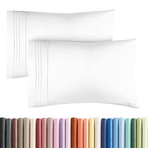 Queen Pillow Cases Set of 2 - Ultra Soft Hotel Quality Pillowcase Covers - Comfy, Cozy & Wrinkle Free - Shrinkage, Stain and Fade Resistant - Machine Washable Pillow Protectors - 2 Piece Set - White