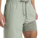 Arcweg 7-Inch Men's Swim Trunks, 2-in-1 Compression Liner with Pockets (Gray)