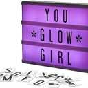 My Cinema Lightbox - RGB Color Changing Cinema Light Box Sign with 100 LED Letters and Numbers - Personalized Neon Message Board, 7.8" x 5.9" Marquee Light Up Display for Home or Events