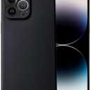 Compatible with iPhone 14 Pro Soft Liquid Silicone Gel Cell Phone Mobile Basic Back case Cover casing funda para (Black)
