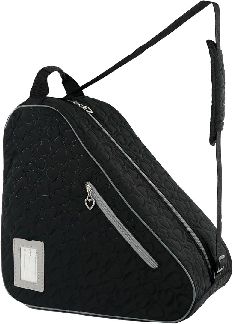 Skate Bags for Roller Skates, Ice Skates, Quad Skates, Inline Skates, Rollerblades, Figure Skates, Skate Accessories for Kids and Adults (Heart Black 15)