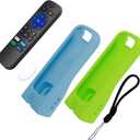 73&Sunny StandShield Remote Cover for Roku Express | HD Standard: Stands Upright, Enhanced Grip, AirTag/Tile Mate Compatible, Fits Roku Standard Remote for HD Roku, No Side Volume Buttons, 2 Pack (Two Pack Lime Glow + Sky Glow)